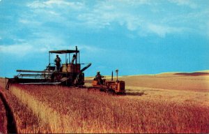 Washington Farming Scene Combine Harvester Eastern Washington