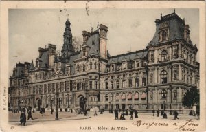 CPA B.J.C. TINTED PARIS Hotel de Ville (49308)