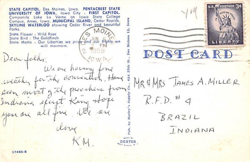 Greetings from, Iowa Postcard