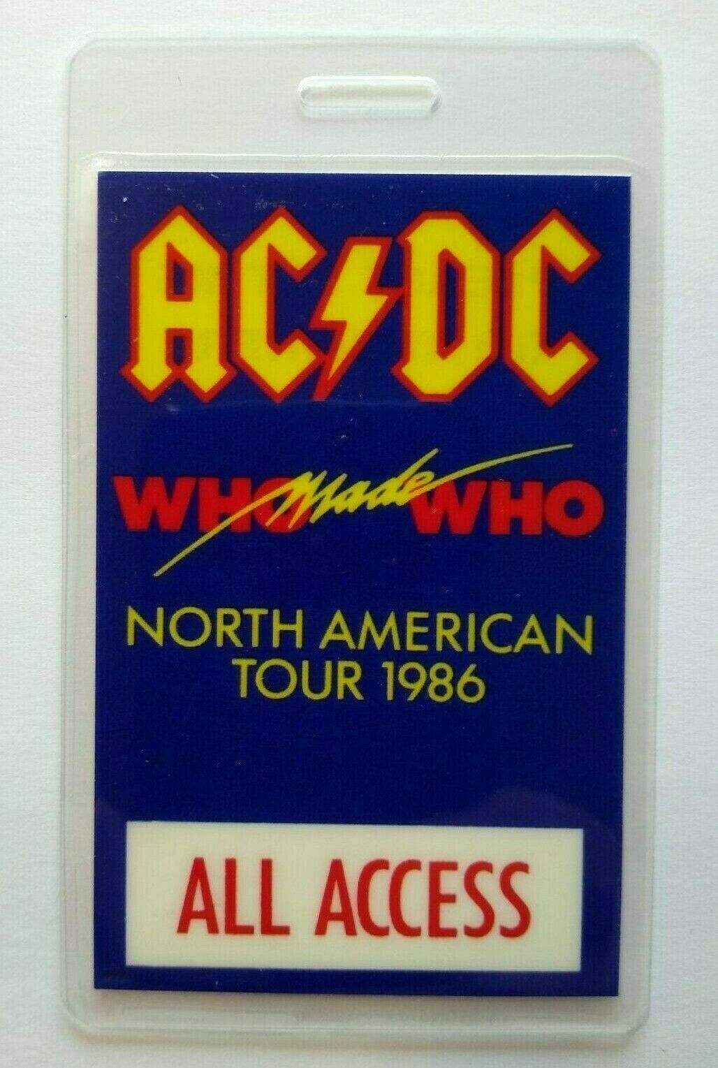 AC/DC Vintage Backstage Pass Who Made Who Laminated Hard Rock Music ...
