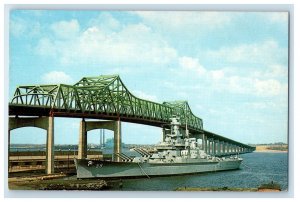 The Battleship U.S.S. Massachusetts Birdge World War II Fall River MA Postcard 