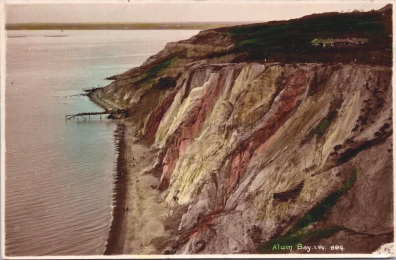 Alum Bay Isle of Wight IW Cliffs Coastline RPPC Real Photo Postcard D40