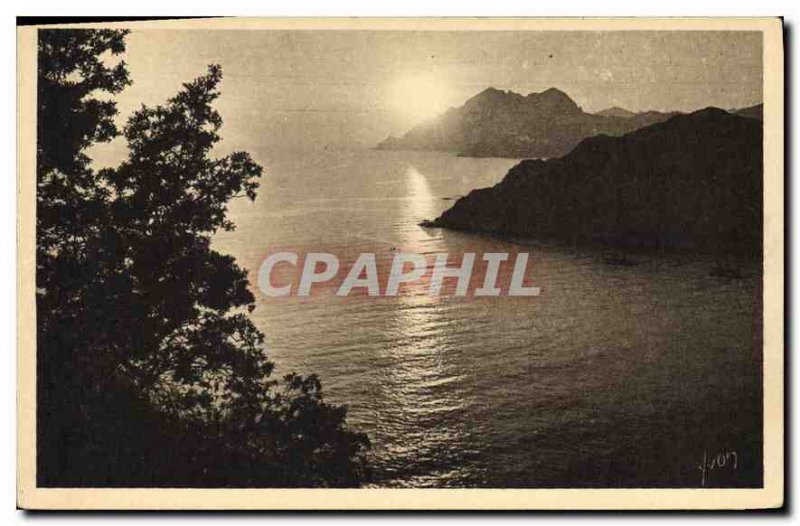 Postcard Old Sweet France Corsica Ile de Beaute Porto Sunset on the Gulf of P...