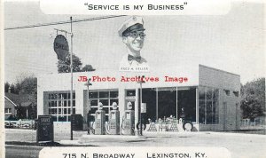 KY, Lexington, Kentucky, Keller's Shell Gas Station, Fold Out Postcard with Map