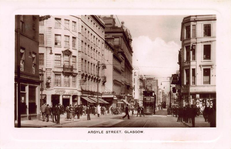 Argyle Street, Glasgow, Scotland, Early Real Photo Postcard, Unused