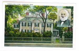 Longfellow's Home, Cambridge, Massachusetts unused Tichnor Linen PPC