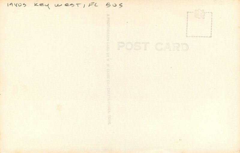 Postcard RPPC Florida Key West Greyhound sightseeing bus aquarium 23-10936