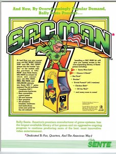 Sacman Arcade Flyer Original 1984 Video Game Art 8.5 x 11 Pac-Man Conversion