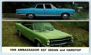 Automobile Advertising 1968 AMC AMBASSADOR ~ SST Sedan & HARDTOP Car Postcard