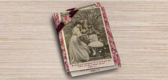 Postcard Set of 6, Bible Verse, Joshua 1:9 French Lady and Daughter in Garden