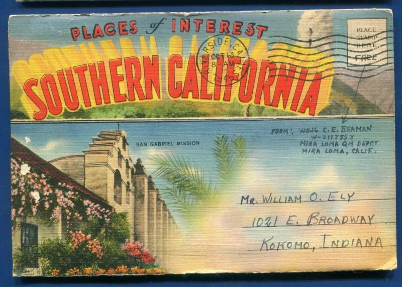 Sunny Southern California ca Griffith Park Planetarium LA postcard folder