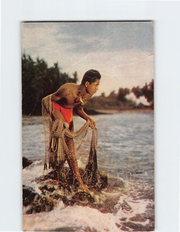 Postcard Island Boy Timothy Kialoa Fishing Kona Coast Hawaii USA