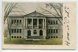 Public Library Janesville Wisconsin 1906 postcard