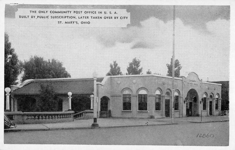 St Marys Ohio birds eye view community post office antique pc Y11546