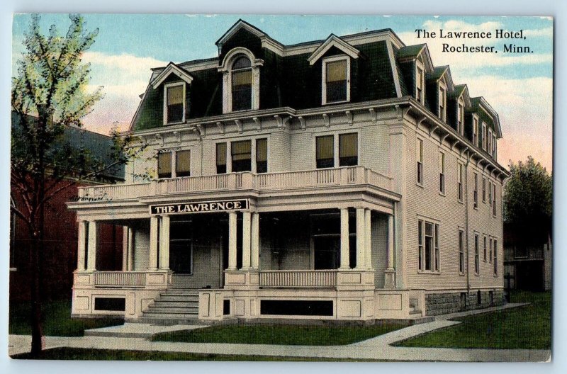 c1910's The Lawrence Hotel & Restaurant Facade Rochester Minnesota MN Postcard