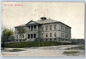 1909 Kenton Ohio Vintage Postcard High School Street Exterior Building Posted