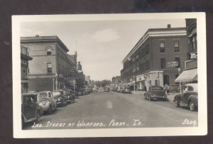 RPPC PERRY IOWA DOWNTOWN STREET SCENE OLD CARS VINTAGE REAL PHOTO POSTCARD