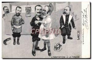 Old Postcard L & # 39invitation a waltz Loubet Vittorio Emanuelle II Nicolas ...