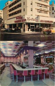 Autos Entrance Holiday Restaurant Miami Beach Florida Postcard Teich 594