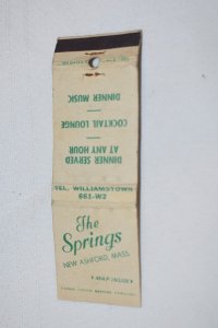 The Springs New Ashford Massachusetts Map 20 Strike Matchbook Cover