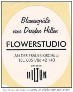 GERMANY DRESDEN HILTON HOTEL FLOWERSTUDIO VINTAGE LUGGAGE LABEL