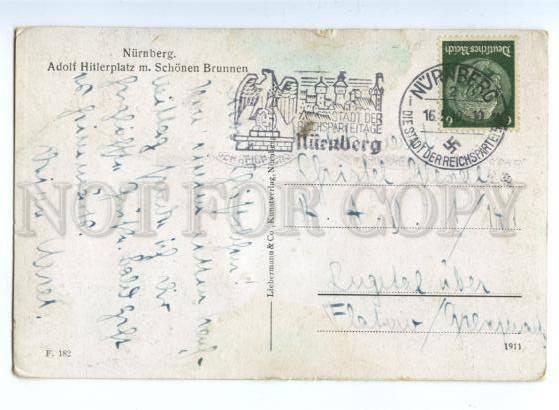 155589 GERMANY NURNBERG Adolf Hitlerplatz Vintage RPPC