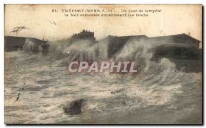 Old Postcard Treport Mers A storm Day Sea disassembled