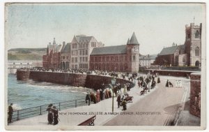 Cardigan; New Promenade, College & Parish Church, Aberystwyth PPC, 1913 PMK 