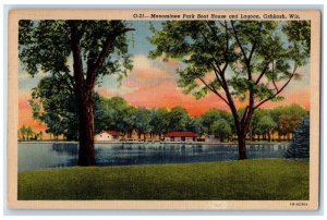 View Of Menominee Park Boat House And Lagoon Oshkosh Wisconsin WI Postcard 