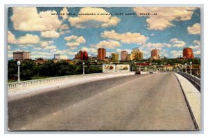 Skyline From Jacksboro Highway Fort Worth Texas TX UNP Linen Postcard E19