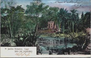 Brazil Rio de Janeiro Jardim Botanico Lago Vintage Postcard C150
