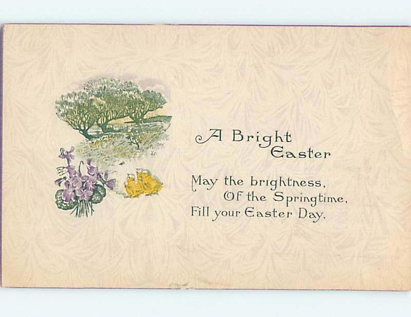 1917 Easter CHICKS AND FLOWERS AND TREES o6567