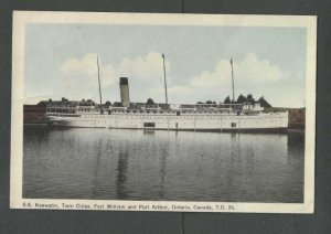 1950 Post Card Ontario Canada Ft William & Port Arthur SS Keewatin Ferry