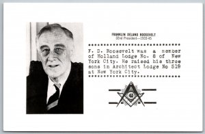 President Franklin Delano Roosevelt 1950s RPPC Real Photo Postcard Masonic