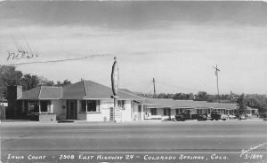1954 Colorado Springs Colorado Iowa Court roadside Sanborn RPPC 5895