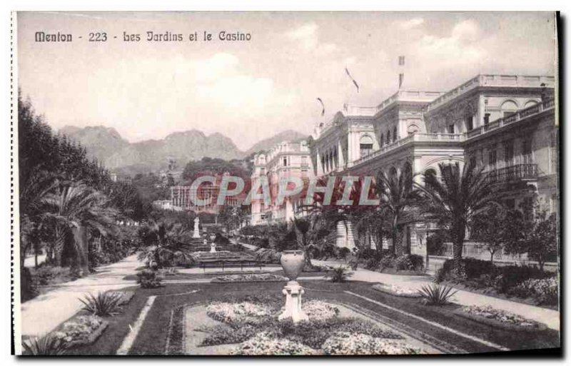 Old Postcard Menton Gardens and Casino