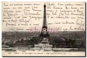 Paris Tour Eiffel Old Postcard and general view