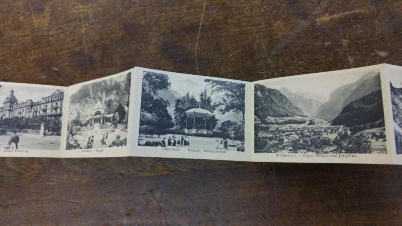 Interlaken Switzerland Scenic Views Fold out Antique Postcard J45884
