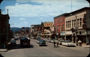 Coeur d'Alene Idaho ID Classic Cars Bus Street Scene Vintage Postcard