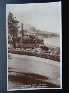 Cornwall NEWQUAY A Garden Peep & View TREBARWITH HOTEL c1940's RP Postcard