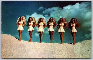 Vtg Bathing Beauties on the Beach Swimsuits Ladies Women 1950s Postcard