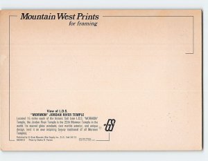 Postcard View of L.D.S., Mormon Jordan River Temple, Salt Lake City, Utah