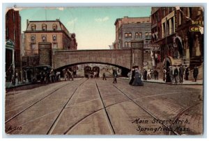 c1910 Main Street Arch Trolley Car Springfield Massachusetts MA Postcard