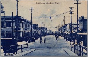 Vintage ABERDEEN, Washington Postcard Street Scene Downtown / 1908 Cancel 