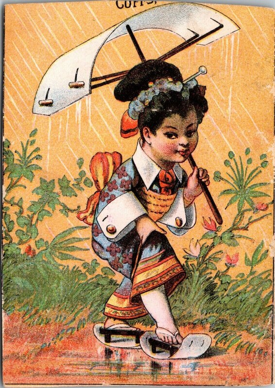 Antique 1880s Read's Grand Duchess Cologne Perfume TRADE CARD Girl Chinese Asian 