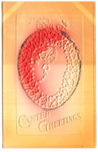 Easter Greetings, Vintage Embossed and Silk-screened Greeting Postcard