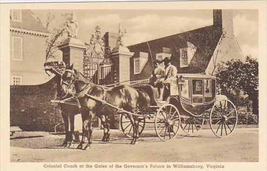 Colonial Coach At The Gates Of The Governor's Palace in Williamburg Virginia