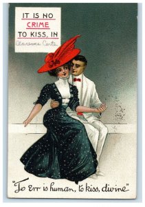 Sweet Couple It Is No Crime To Kiss In Clarence Center NY, Chicago IL Postcard 