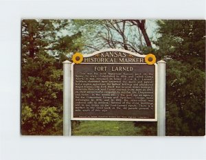 Postcard Fort Larned Historical Marker, Larned, Kansas 