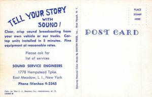 East Meadow L. I. NY Sound Service Engineers Chevrolet Wagon Speakers Postcard